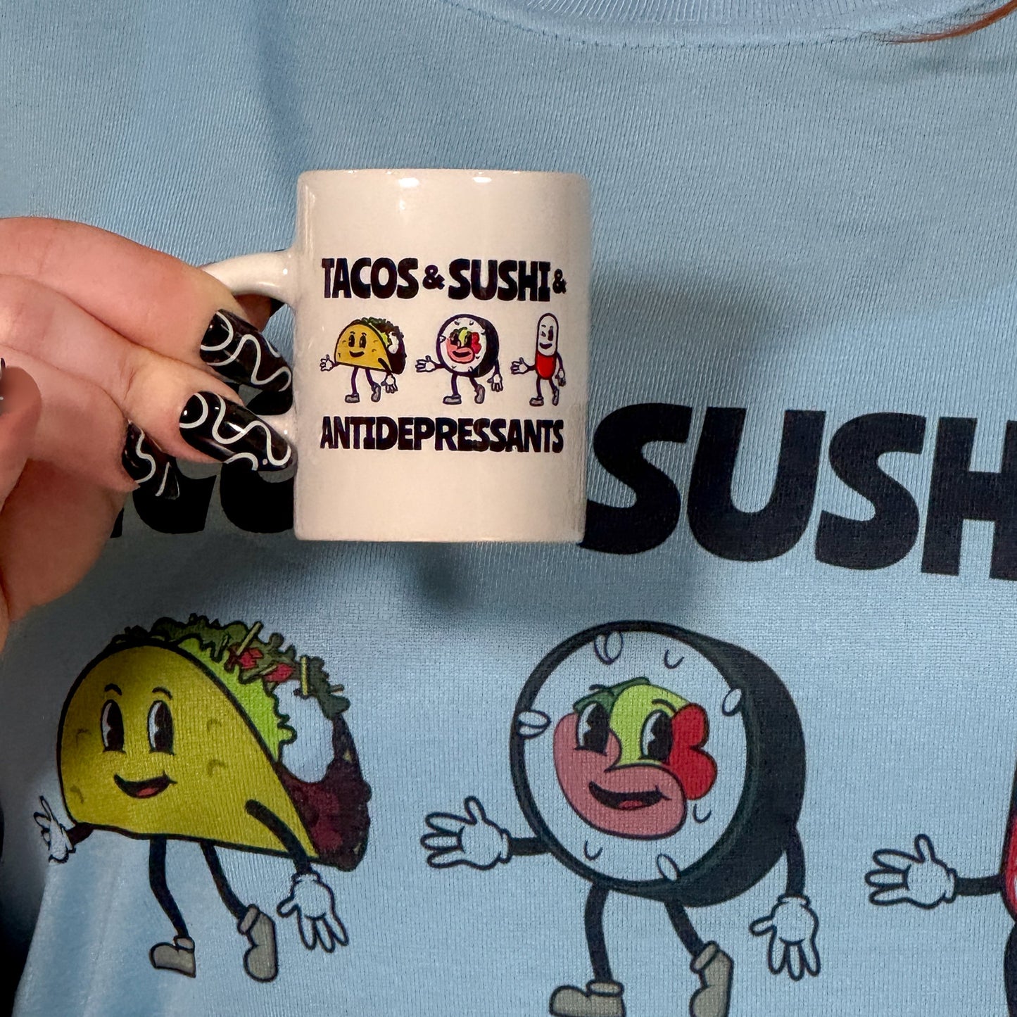2pc - Tacos And Sushi And Antidepressants Espresso Mug